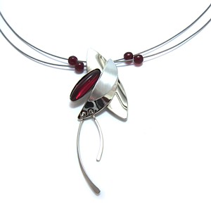 Red all-silvertone Crono Design Multi-wire Necklace